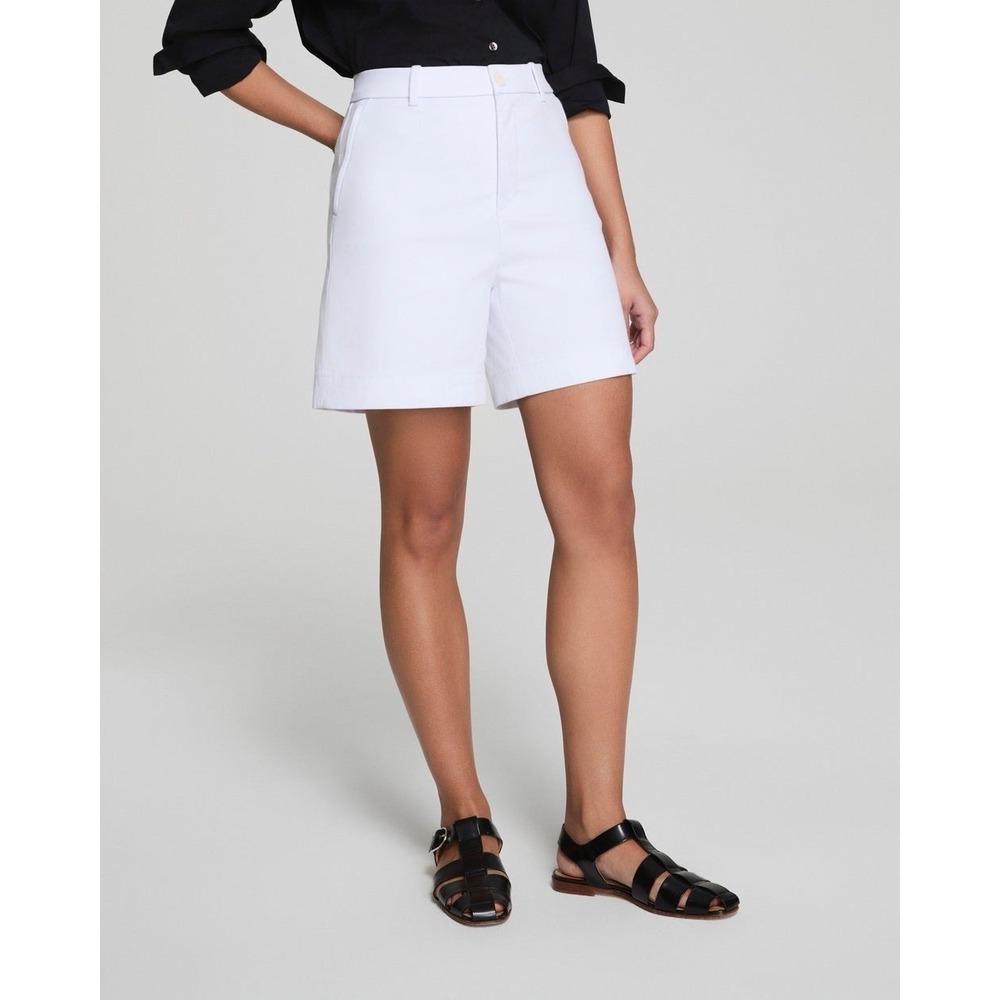 NWT SPANX Supersmooth Stretch Twill Shorts White M High Rise Shaping 360 - Picture 2 of 7